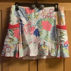 Allie Burke Golf Skort w/ Shorts Small Multi Color Bold Floral Design & Pockets
